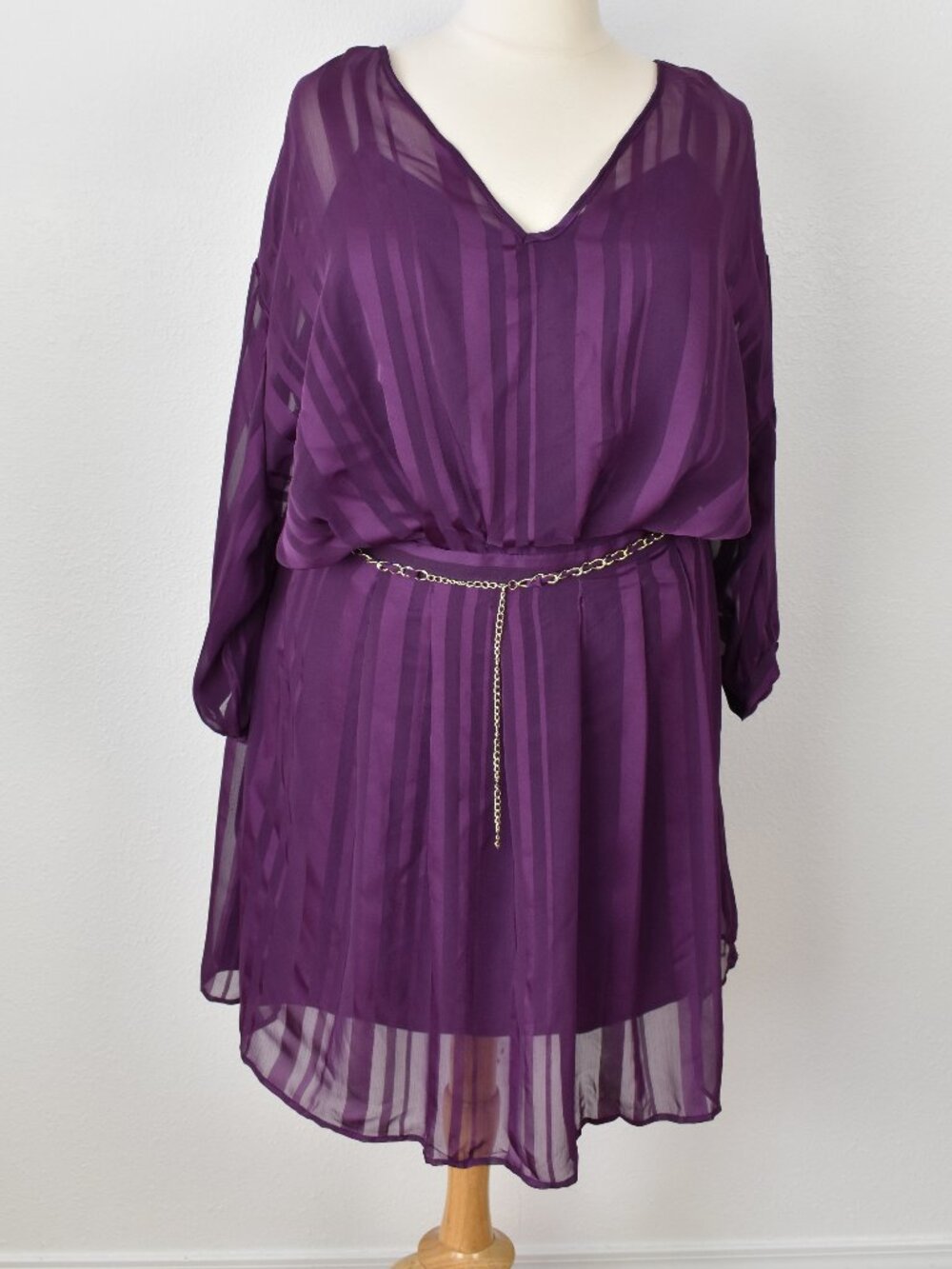 Ashley Stewart Stripe Chain Belt Dress NEW - 26 - Picture 2 of 10